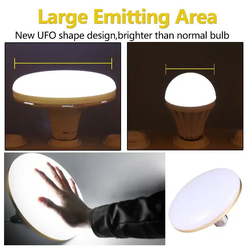 Decorbites led indoor ufo ceiling lamp round bulb with white diffuser and beige plastic housing for living room lighting