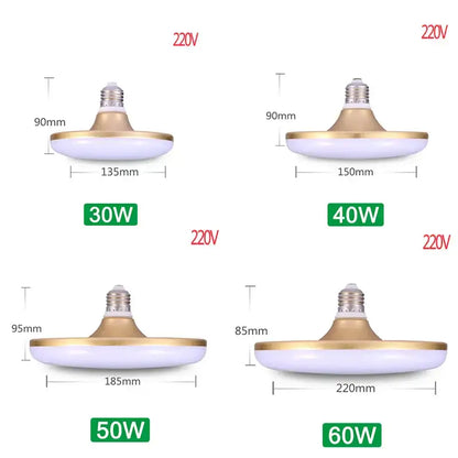 Decorbites led indoor ufo white and gold ceiling lamp with super bright round bulbs in varying wattages for living room lighting