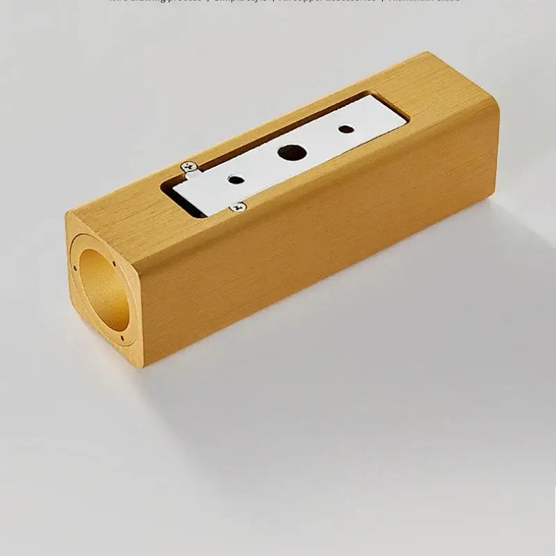 Gold-colored rectangular metal door lock with white electronic keypad insert for decorbites led indoor wall lamp use