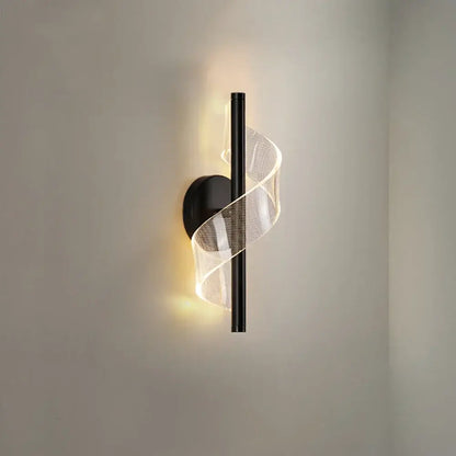 DecorBites led black wall sconce light with sleek vertical rod and translucent mesh accent for living room decor