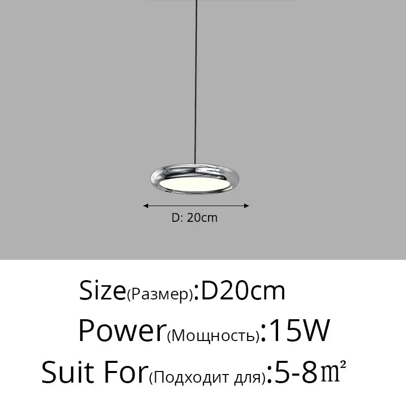 Modern chrome-finished circular pendant light with sleek minimalist design by DecorBites led iron pendant chandelier