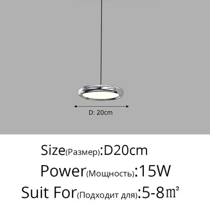 Modern chrome-finished circular pendant light with sleek minimalist design by DecorBites led iron pendant chandelier
