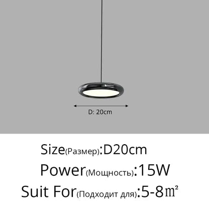 Modern black decorbites led iron pendant light with sleek minimalist design and 15w power for home decor lighting