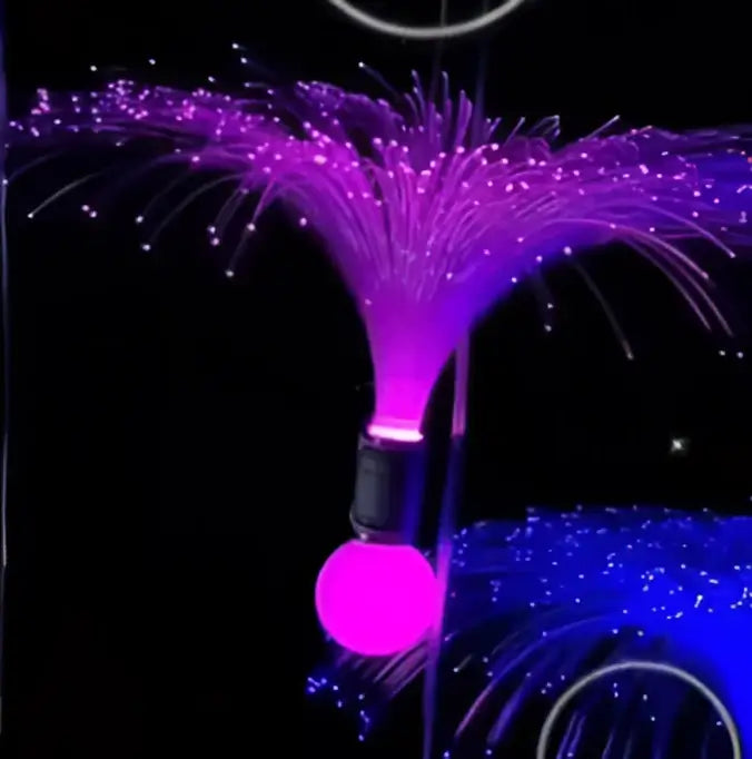 Decorbites led jellyfish purple fiber optic light fixture with glowing spherical base for party and festival decor