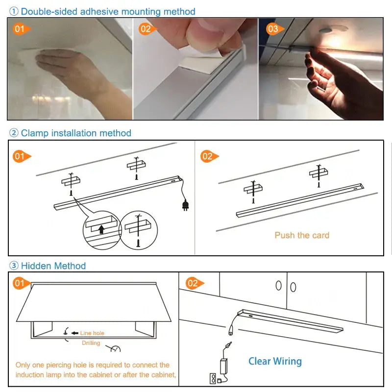 Decorbites led kitchen cabinet light with hand sweep sensor and clear wiring for concealed installation