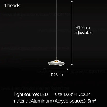A modern minimalist decorbites led lotus pendant light in silver aluminum and acrylic for staircase chandelier lighting