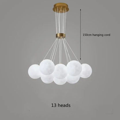 Modern cloud-shaped decorbites chandelier with 13 frosted white bulbs and gold ceiling mount for home decor