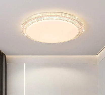 Decorbites led luxury ceiling light with warm glow and crystal-encrusted rim for modern living room decor