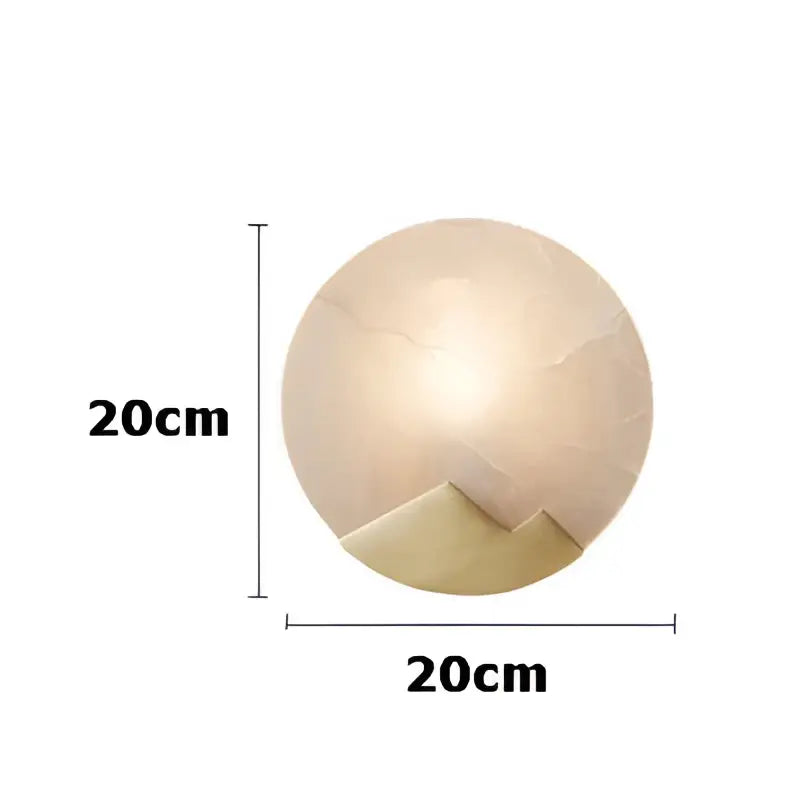 Decorbites led marble gold 20cm round table lamp with light beige marble finish and gold-toned base for living room