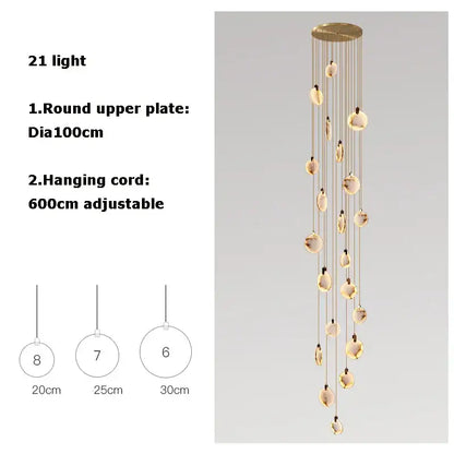 Modern gold-toned decorbites led marble chandelier with 21 spherical lights for living room lighting decor