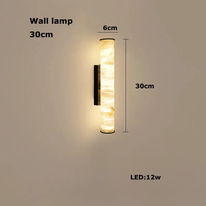 Decorbites™ led marble hanging lamp with white alabaster amber translucent cylindrical body and black metal bracket