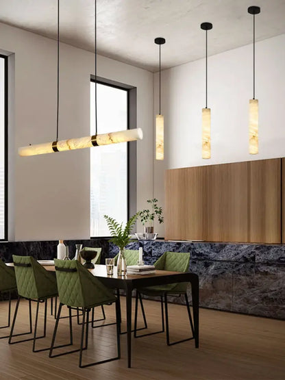 Decorbites led marble hanging lamps with white alabaster translucent shades and black metal accents for modern lighting
