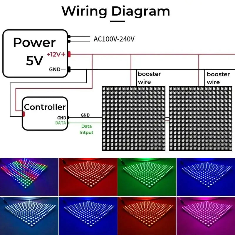 Decorbites led matrix panel light with bright colorful programmable leds ideal for dynamic digital pixel displays