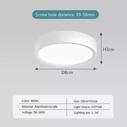 DecorBites™ minimalist ceiling light white LED with sleek aluminum and acrylic design 8cm diameter for home use