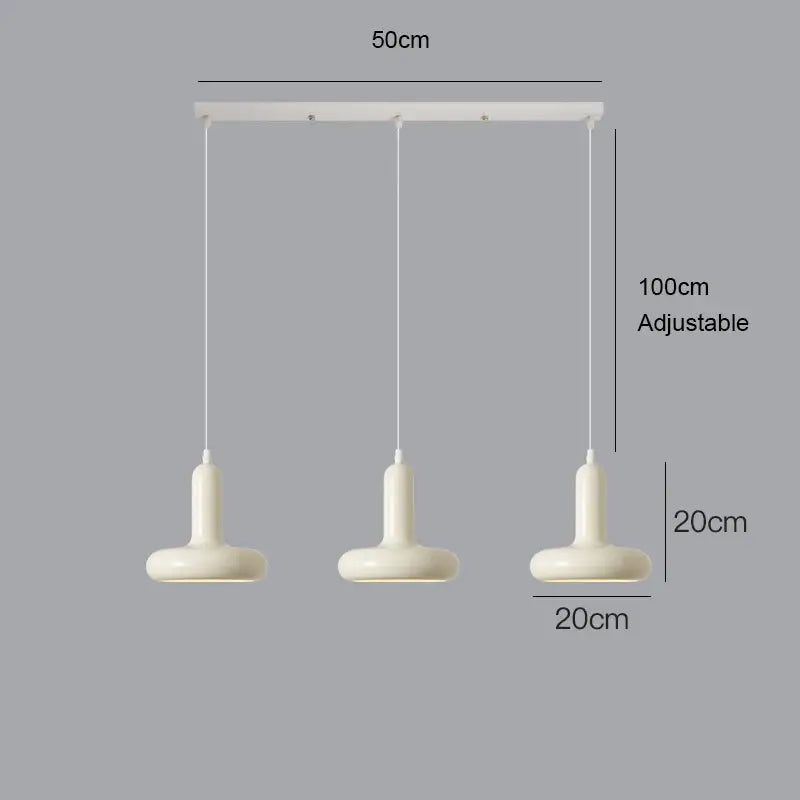 Cream-colored decorbites led minimalist nordic pendant chandelier with three cylindrical shades and adjustable cords for living rooms