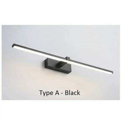 Black matte DecorBites LED mirror bathroom wall sconce light fixture with sleek modern rectangular design