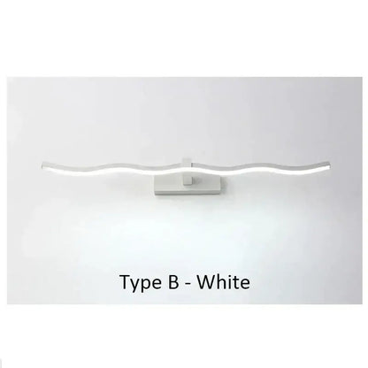 White led wall sconce with sleek wavy design and minimalist base for decorbites led mirror bathroom wall use