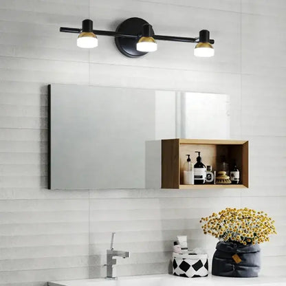 Black and gold three-light wall lamp decorbites led mirror headlight for bathroom bedroom home decor