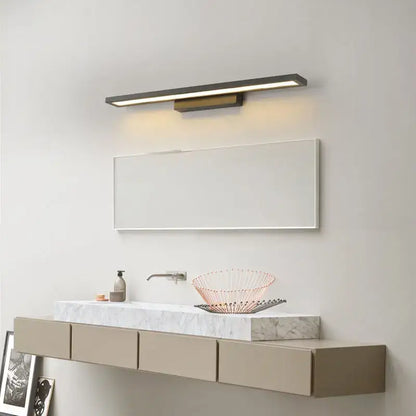 Modern rectangular decorbites led mirror wall lamp with sleek black finish and warm led illumination for bathroom use
