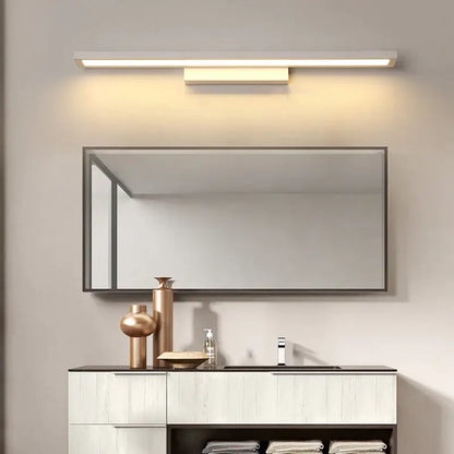 Modern rectangular white decorbites led mirror wall lamp providing warm even illumination for bathroom makeup use