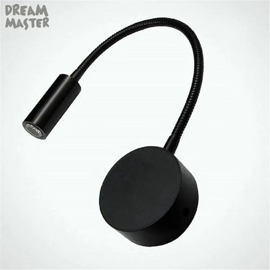 Black flexible gooseneck decorbites led mirror light bedside lamp with sleek cylindrical head and circular base