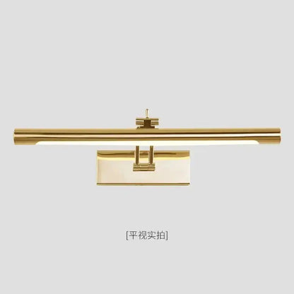 Gold-finished decorbites led mirror light with sleek rectangular design and integrated led strip for bathroom wall decor