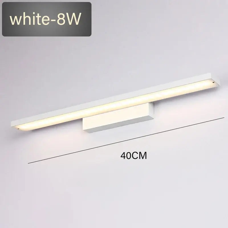 White 8w DecorBites led mirror wall lamp with sleek modern design 40cm length for indoor lighting fixture