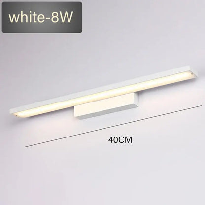 White 8w DecorBites led mirror wall lamp with sleek modern design 40cm length for indoor lighting fixture