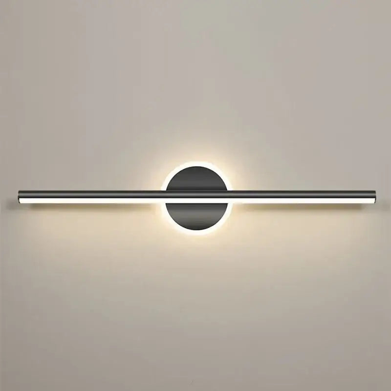 Modern black minimalist decorbites led mirror wall lamp with cylindrical bar and warm ambient led mirror light