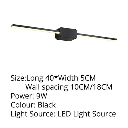 Black DecorBites LED mirror wall sconces with sleek modern design and two horizontal bars for bathroom or kitchen use