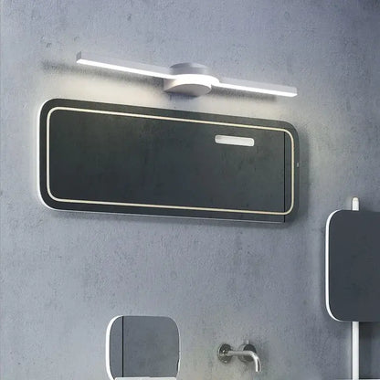 Modern rectangular decorbites led mirror with black frame and white trim above sink for bathroom mirror wall sconces
