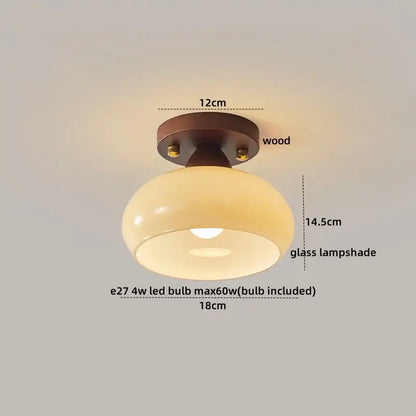 Warm-toned glass lampshade with dark wood ceiling mount in decorbites led modern ceiling light for living room balcony