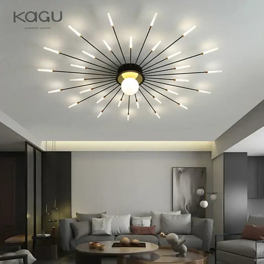 Decorbites™ led modern ceiling lights with black and gold starburst design for bedroom hall and living room lighting