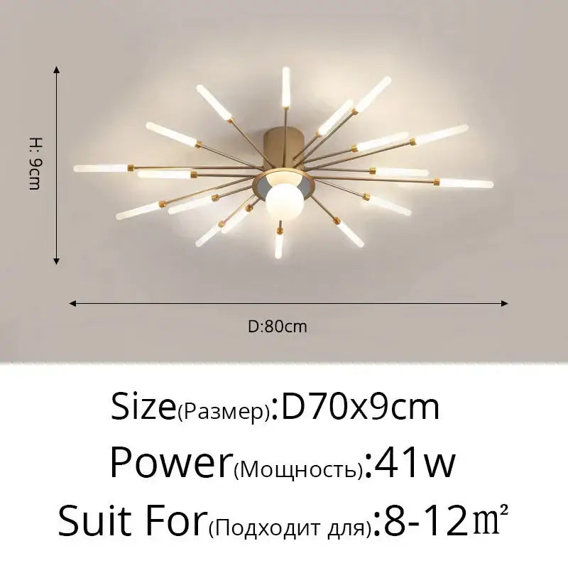 DecorBites™ modern ceiling lights with gold-toned finish and frosted glass rods for bedroom and living room use
