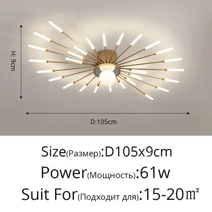 Decorbites™ modern ceiling lights with gold-toned base and white led rods for bedroom hall and living room lighting