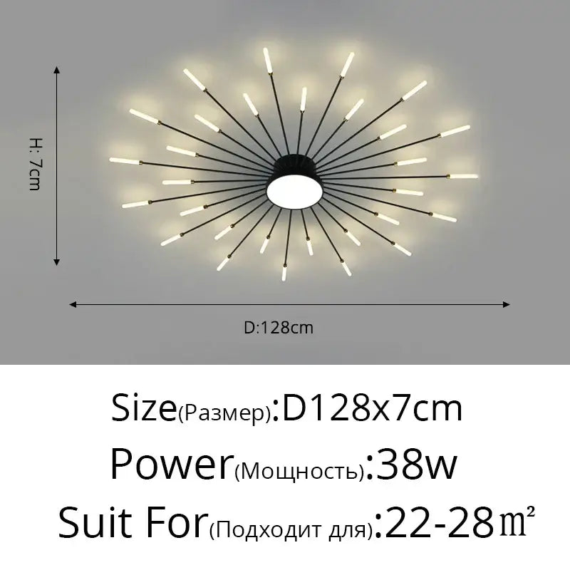 Decorbites™ led modern ceiling lights feature a black and white circular base with slender arms and illuminated bulbs ideal for bedroom living room