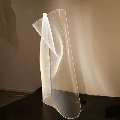 A translucent decorbites led modern floor lamp with wave-like fine mesh design for luxury living room decoration