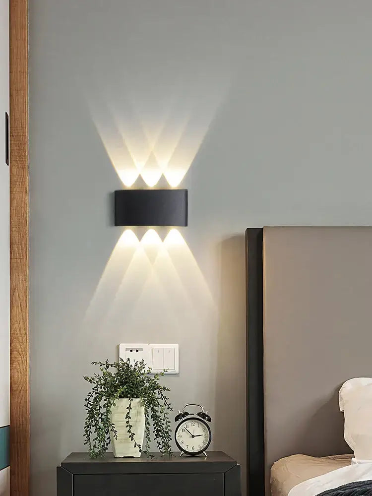Black rectangular decorbites led modern wall lamp with four upward lights for bedroom living room aisle lighting