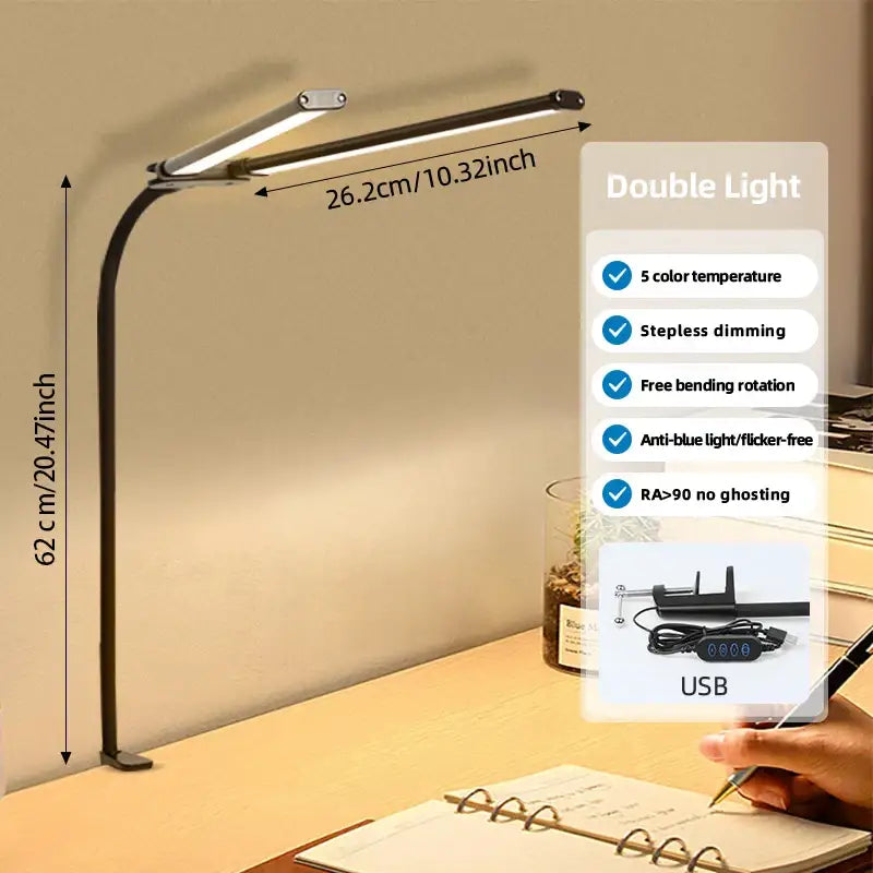 Modern black metal decorbites led monitor desk lamp with sleek curved design and dual led lights for adjustable brightness