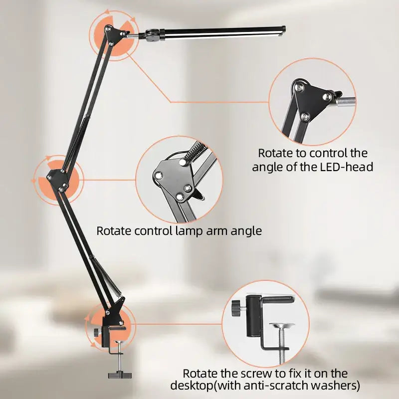 Black decorbites led monitor desk lamp with adjustable articulated arm and stepless dimming eye-care led head