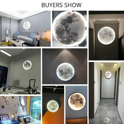 Decorbites led moon wall lamp with realistic cratered surface and soft glowing backlight for indoor decor