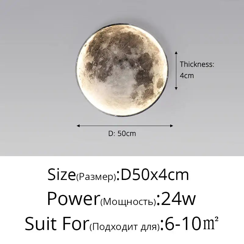 Decorbites led moon wall lamp 50cm diameter with realistic lunar surface texture for minimalist indoor decor