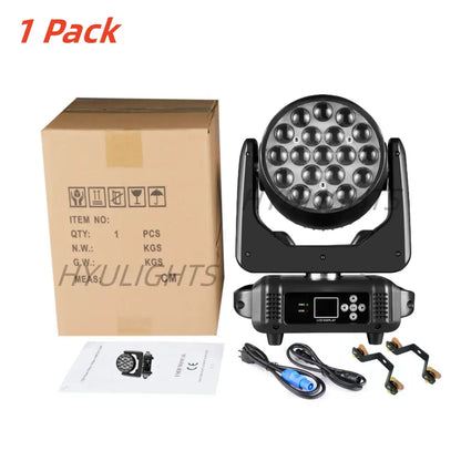 Black decorbites led moving head spotlight with 16 circular bulbs for rgbw beam wash and zoom lighting control