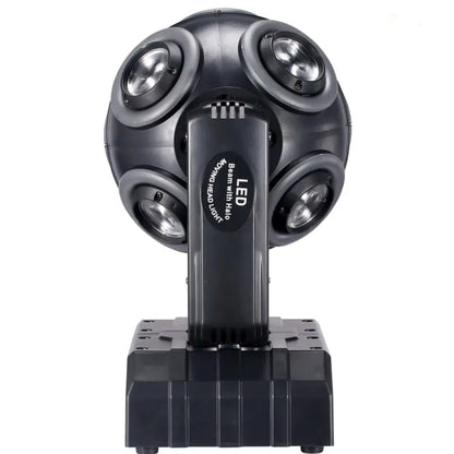 Black decorbites led moving head spotlight with four circular lights arranged in a spherical pattern for dj stage use