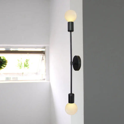 Black minimalist wall lamp with two frosted glass globes decorbites led multihead vintage decorative indoor lighting