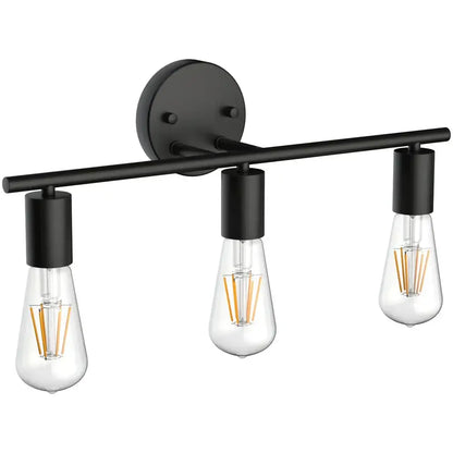 Black matte wall lamp with three clear glass edison bulbs decorbites led multihead mirror indoor lighting