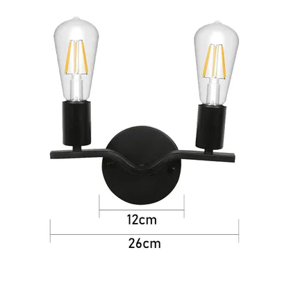 Black metal wall lamp with two clear glass edison bulbs decorbites led multihead vintage indoor lighting