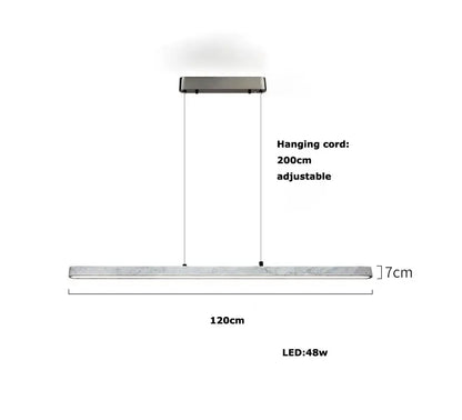 DecorBites led natural marble hanging rectangular pendant light with sleek finish and adjustable 200cm cord for dining room