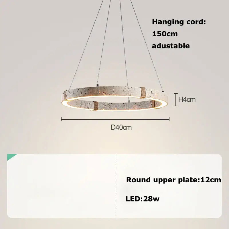 Modern circular pendant light with textured metallic finish and integrated led lighting from decorbites led natural stone round chandelier