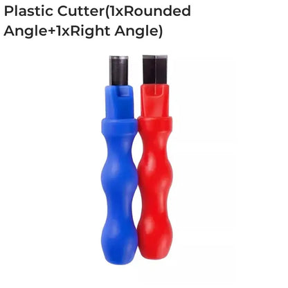 Decorbites led neon plastic carving knife with blue and red handles and rounded and right-angle blades for woodworking and neon light installation